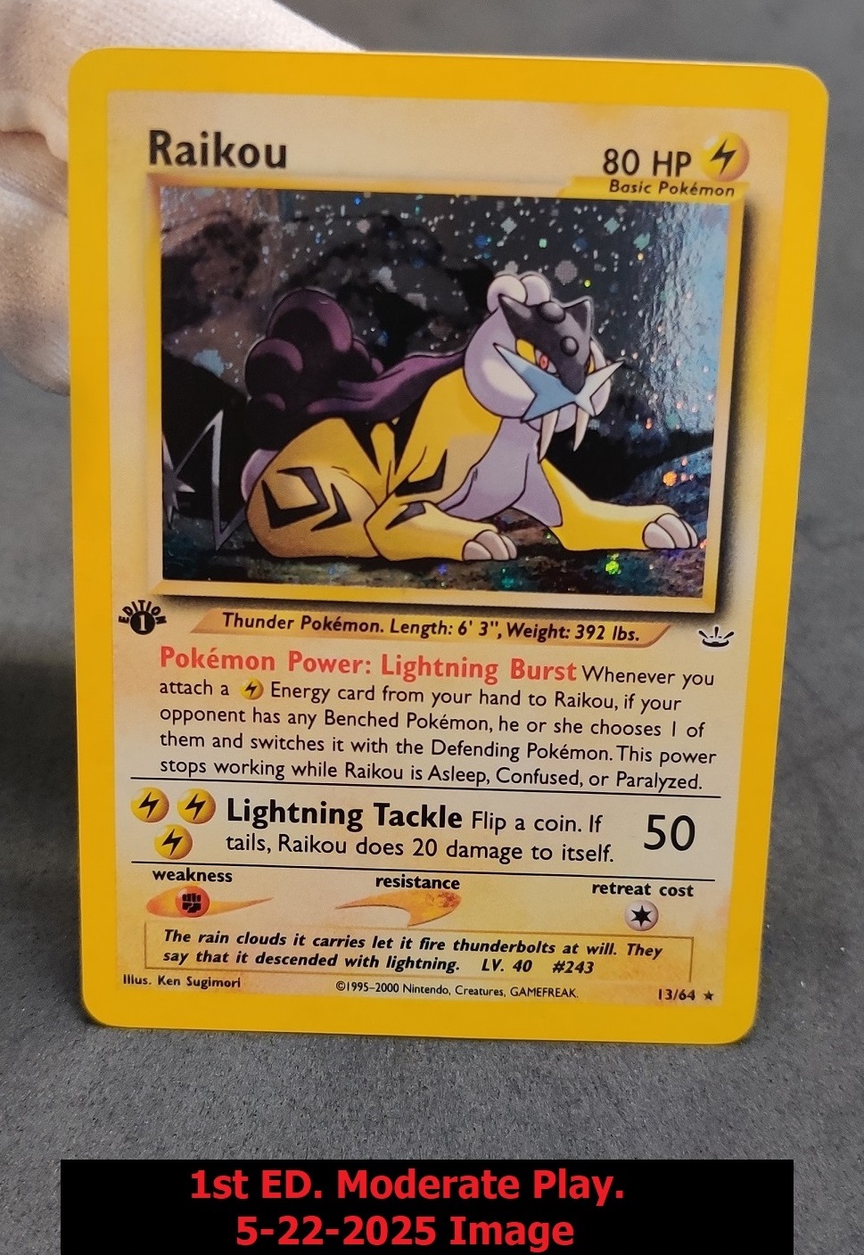 Raikou - 13/64 - Holo Rare - 1st Edition